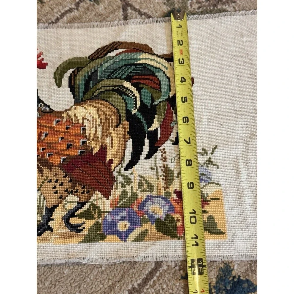 Vintage Cross Stitch Rooster No Framed 12”x17” Wall Farmhouse Rustic Home Decor